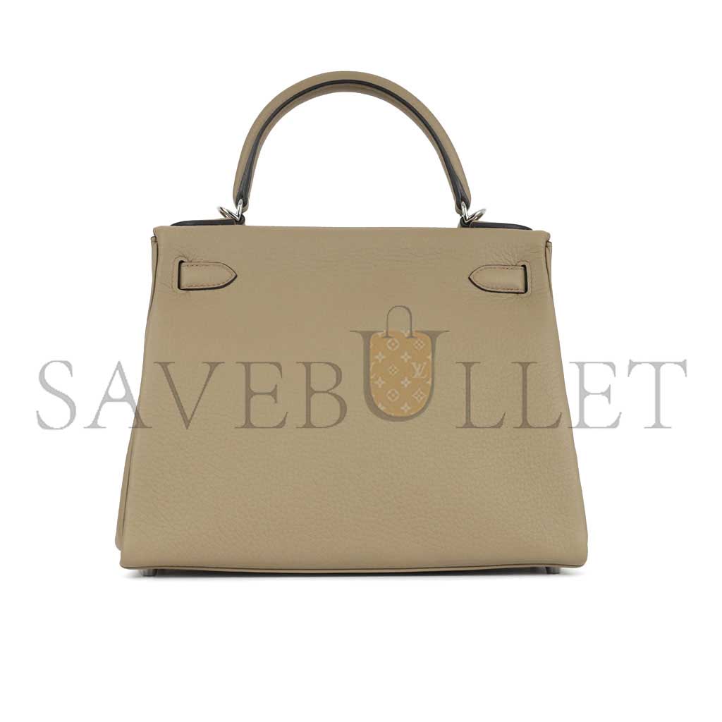 HERMÈS KELLY 28 TURTLEDOVE GRAY SILVER BUCKLE (28*22*10cm)